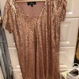 Rose gold sequin dress